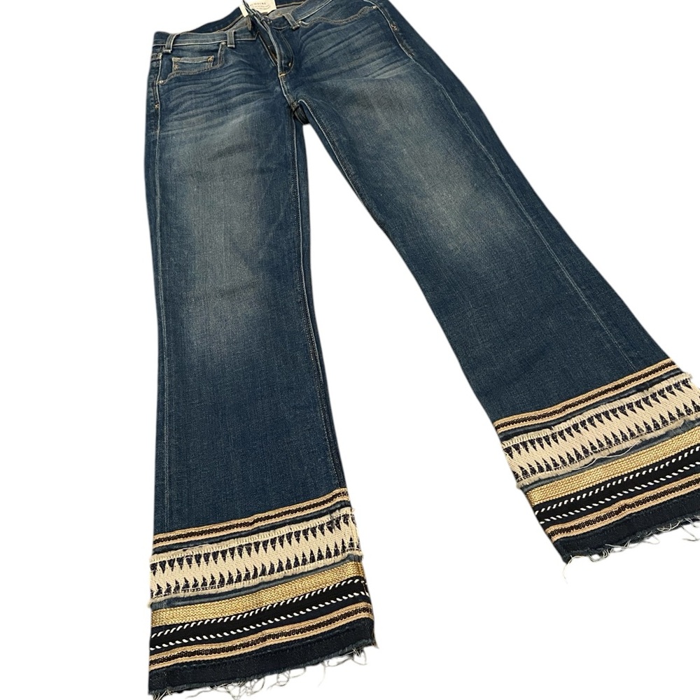 McGuire Women's Blue Flared Jeans with Embroidered Hem